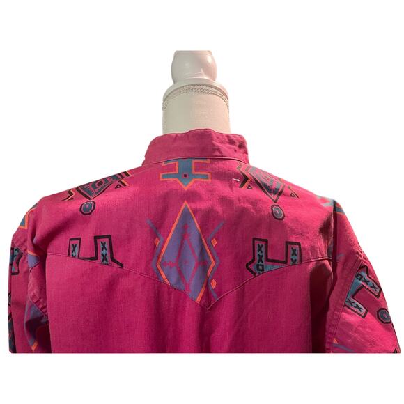 Vintage Wrangler Mens Native American inspired print Rodeo shirt “cowboy cut” - Picture 2 of 4